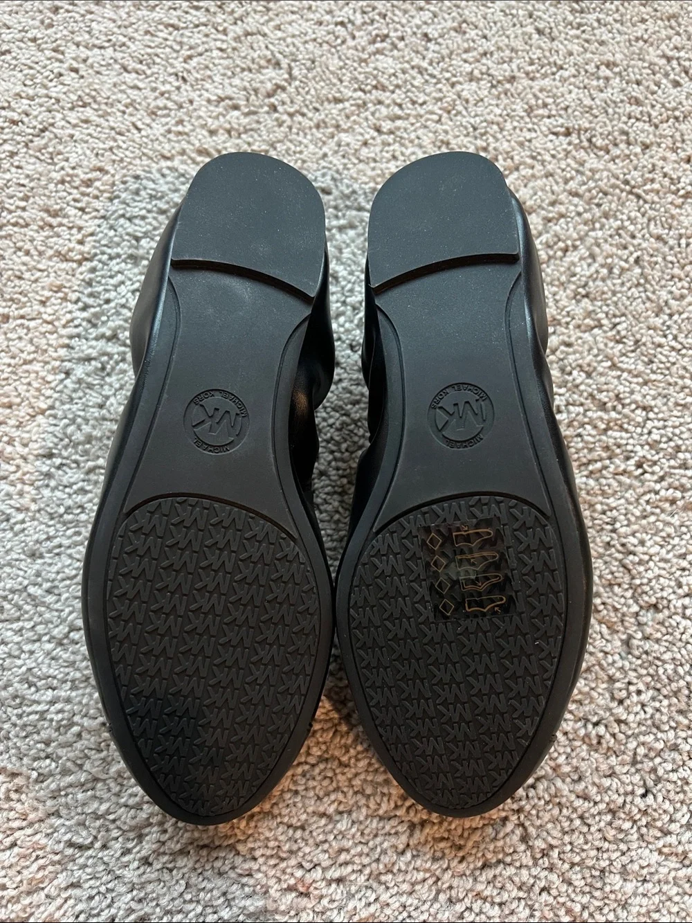 Michael Kors Black Quilted Leather Ballet Flats with Gold MK Medallion